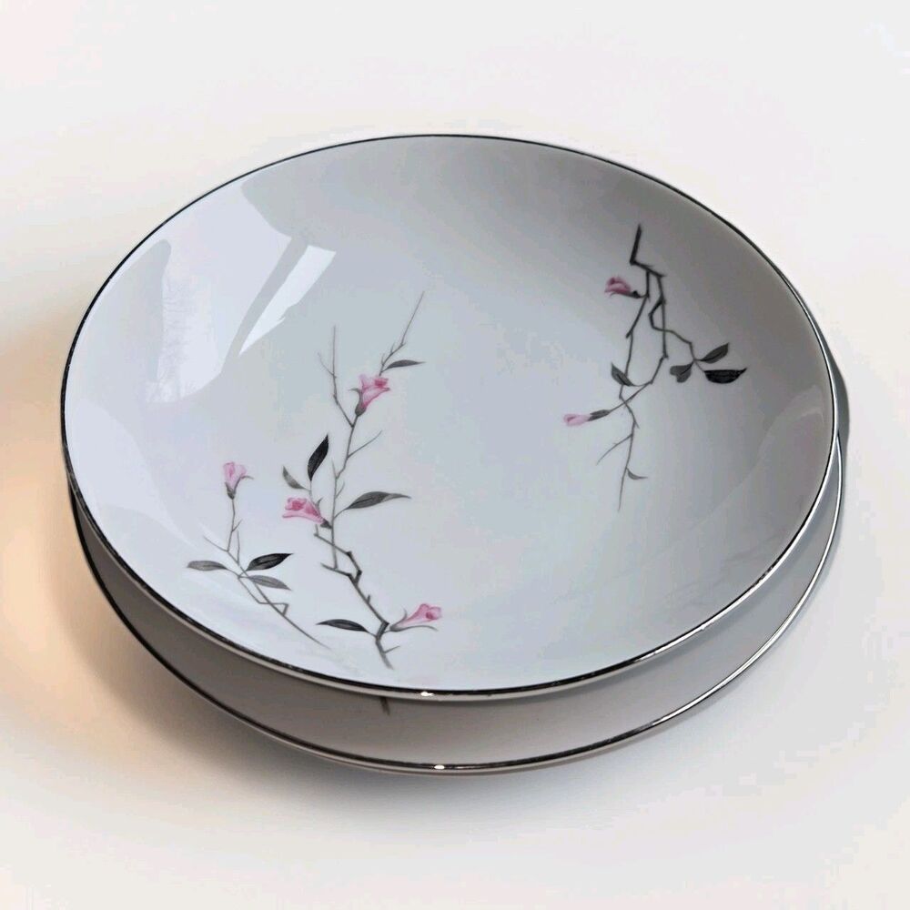 Cherry Blossom Fine China Japan 3 Pc Lot Serving Bowl Dinner Plate Dessert Plate